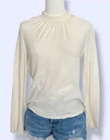 Madewell Texture & Thread Ruffled Mockneck Top in Ivory