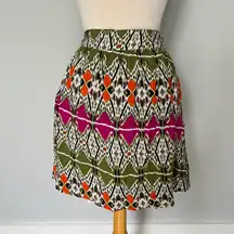 Cross Cross Colorful Green Orange Mini Skirt