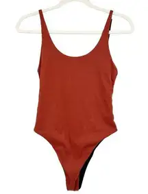 LIRA Pacsun Womens Ribbed Reversible Scoop Neck One Piece Swimsuit Size M Rust