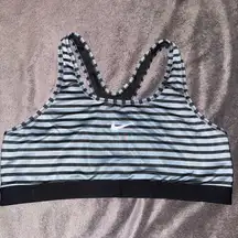 Nike Women's Black and Gray Striped Sports Bra