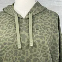 NIKE Cropped Hoodie Sweatshirt Green Cheetah Print-Medium