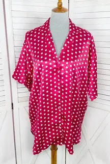 Victoria’s Secret Vintage Satin Polkadot Sleep Shirt Pink White Small