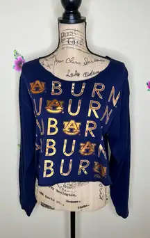 NTM PINK Victorias Secret Navy & Metallic Orange Collegiate Auburn Crop Top Sz M