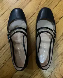 Coach Ballet Double Strap Leather Flats Black
