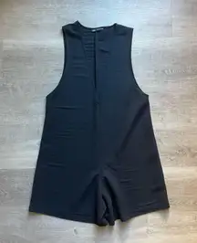 Zara Sleeveless Deep V Black Romper Size S
