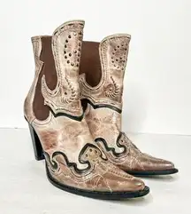 Charlie 1 Horse Lucchese Tan Brown Pointed Heeled Boots Size 6.5 Women’s