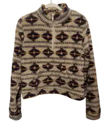 AERO Aztec Fleece Pullover Western Cabincore Cozycore Southwest Sherpa L