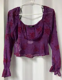 Cropped Sheer Purple Blouse