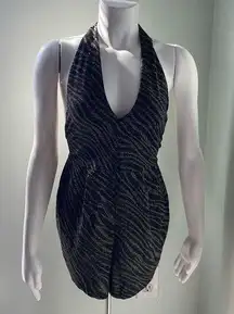Zara Black Mini Metallic Halter Romper Small