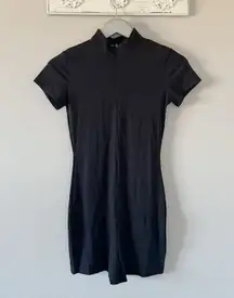 Lovito Black Short Sleeve Rib Knit Romper NEW