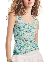 LoveShackFancy Blue Floral Albany Tank Top in Frosted Jade size Medium