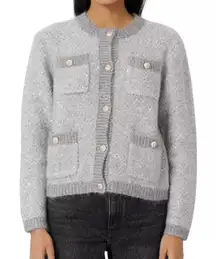 Maje Morning Lurex Sequined Cardigan Silver Grey holiday