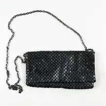 Urban Expressions Chain Crossbody Wallet Clutch Purse Black Mesh