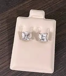 Banter by Piercing Pagoda Princess Cut CZ on Sterling Silver Stud Earrings
