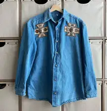 90s southwest denim button down