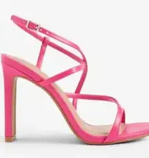 EXPRESS New sexy bright pink strap ankle wrap heels, size 8