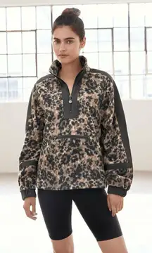 Johnny Was Calme Half Zip Soft Fleece Pullover Green Multi Color Size M