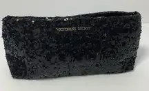 Victoria's Secret Clutch Handbag Sequence Black‎ Snap Bag Make Up Bag