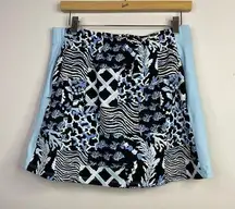 J McLaughlin Palm Spring Patchwork Classic Golf Tennis Skort Skirt Shorts Blue M