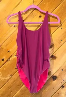 Red Carter Indian summer side knot back scoop reversible one piece swimsuit NWT