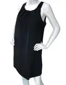 Oleg Cassini Womens Size 4 Dress Sleeveless Round Neck Pleated Front Black