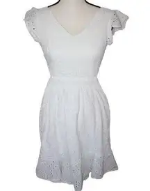 Jessica Simpson Dresses Women's XS White A-Line eyelet Open Back Knot tie