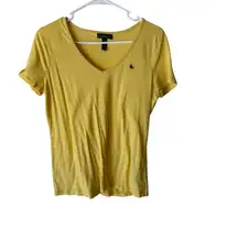 Lauren Jeans‎ Co Ralph Lauren Butter Yellow Preppy M V-Neck Logo T-Shirt