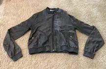 Urban Outfitters Gray full zip cropped long sleeve jacket with bomber jacket collar look