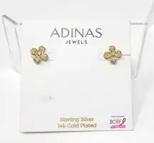 Adina's Jewels Pave Flower Stud Earrings 14k Gold Plated Sterling