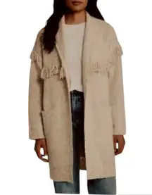 Tahari beige fringes cardigan sweater 