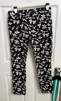Lauren Ralph Lauren Black & White Floral Print Jeans Pants LRL Size 10 Preppy