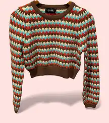 Cute Cider crochet crop sweater Charlie Brown vintage vibes boho festival