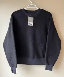 Everlane the ReNew Fleece Oversized Crew Neck in Black Size Small