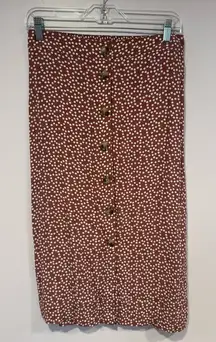 Pink and white button down express midi skirt