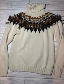 Contemporary Thick Knit Fringed Sweater