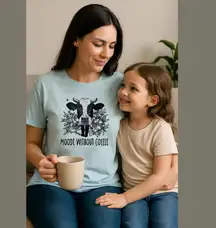 Comfort Colors “Moody Without Coffee”T-Shirt.Sz XL. Color Blast Light Blue. NWOT