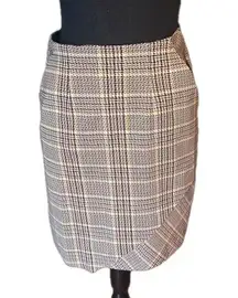 Cabi Brown Plaid Pastime Skirt