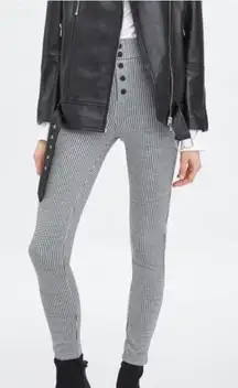 ZARA Trafaluc Legging Women Sz M Pants‎ Houndstooth Black White Office Grunge