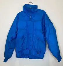 Vintage Downhill Racer Blue Nylon Ski Jacket Sz Sm Women’s Zipper Velcro