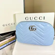 GG Marmont Large Baby Blue Cosmetics Case