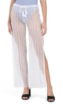 Becca White Crochet Swim Pants Cover Up Small Women