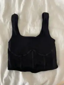 Black Ribbed Corset-Style Tank