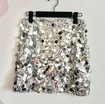 Silver Sequin Mini Skirt, Cyber Y2K, Mermaid, Ibiza Outfits, Festival,Rave,Small