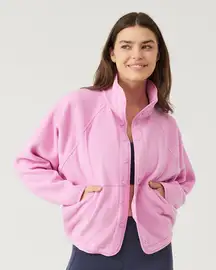 Outdoor Voices Recfleece Snap Jacket In Primrose Pink Orchid Size L