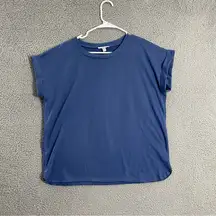 Como Vintage Top Women XXL Blue Casual Basic Blouse