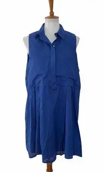 ZARA  Womens Sleeveless Collared Pullover Dress Pockets Blue L Large