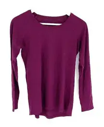 Lululemon Womens Crew Neck High Low‎ Hem Long Raglan Sleeve Top Burgundy Small