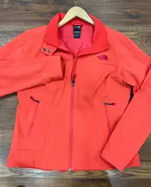 North Face Women Orange Windbreaker fleece line Sz L