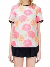 Wilfred Aritzia Palais neon floral jacquard blouse