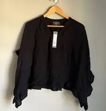 NEW Michael Stars GAUZE PEASANT BLOUSE IN BLACK